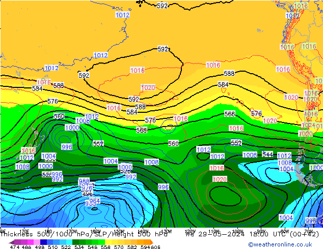 500-1000 hPa Kalınlığı ECMWF Çar 29.05.2024 18 UTC