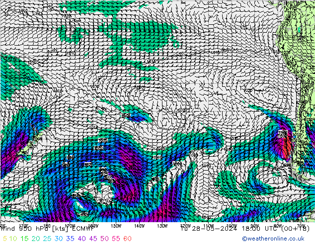 wiatr 950 hPa ECMWF wto. 28.05.2024 18 UTC