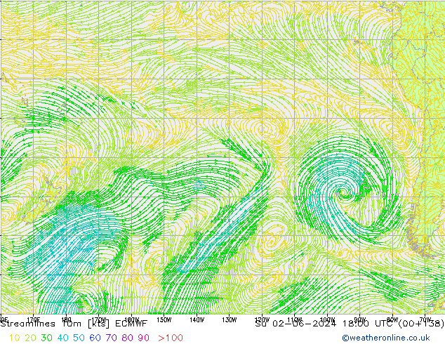 Linia prądu 10m ECMWF nie. 02.06.2024 18 UTC