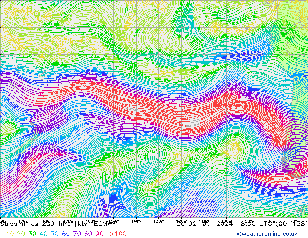 Streamlines 200 hPa ECMWF Ne 02.06.2024 18 UTC