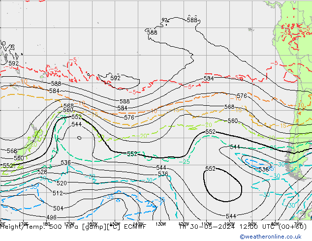 Z500/Rain (+SLP)/Z850 ECMWF jeu 30.05.2024 12 UTC