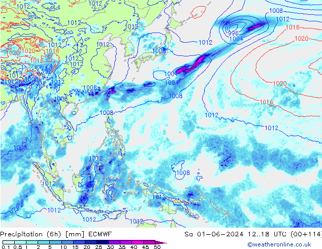 Z500/Rain (+SLP)/Z850 ECMWF Sáb 01.06.2024 18 UTC