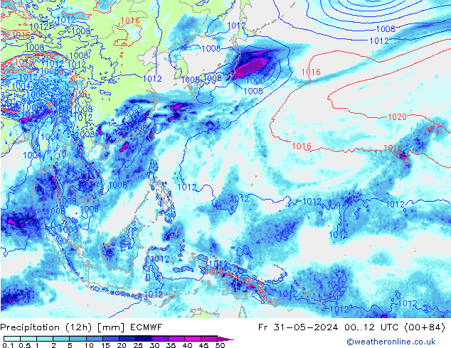 Précipitation (12h) ECMWF ven 31.05.2024 12 UTC