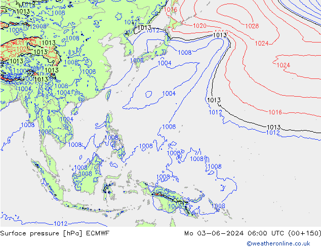 Bodendruck ECMWF Mo 03.06.2024 06 UTC