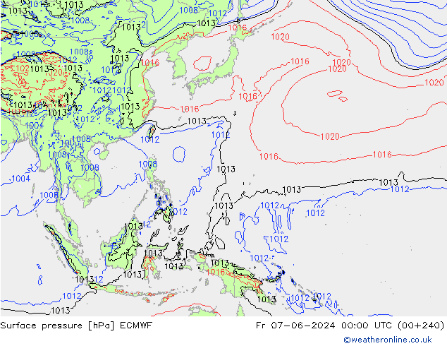 Atmosférický tlak ECMWF Pá 07.06.2024 00 UTC