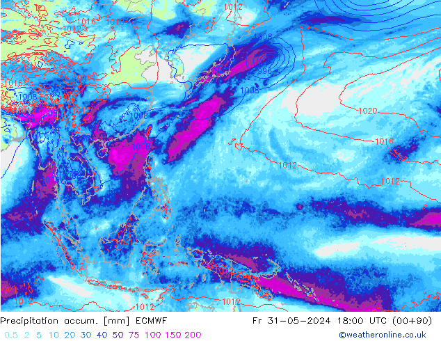 Toplam Yağış ECMWF Cu 31.05.2024 18 UTC