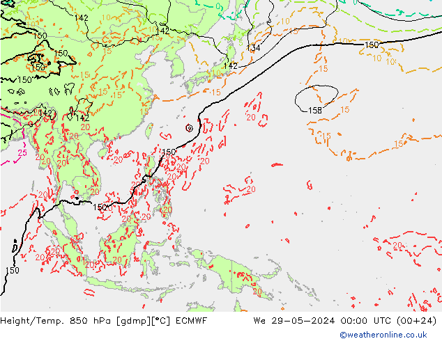 Z500/Rain (+SLP)/Z850 ECMWF Qua 29.05.2024 00 UTC