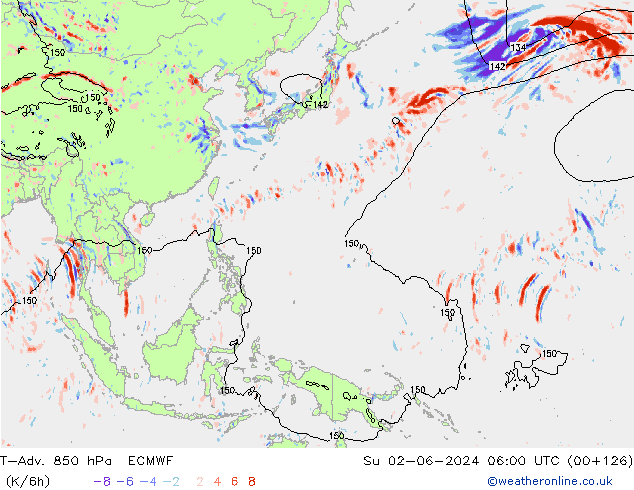 T-Adv. 850 hPa ECMWF dom 02.06.2024 06 UTC