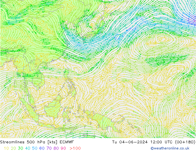 Streamlines 500 hPa ECMWF Út 04.06.2024 12 UTC
