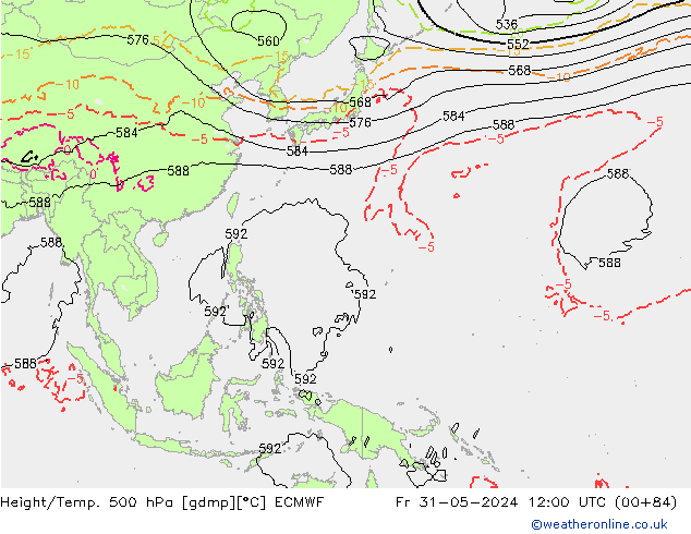 Z500/Rain (+SLP)/Z850 ECMWF пт 31.05.2024 12 UTC