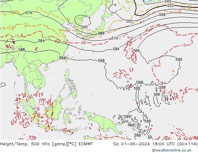 Z500/Rain (+SLP)/Z850 ECMWF Sáb 01.06.2024 18 UTC