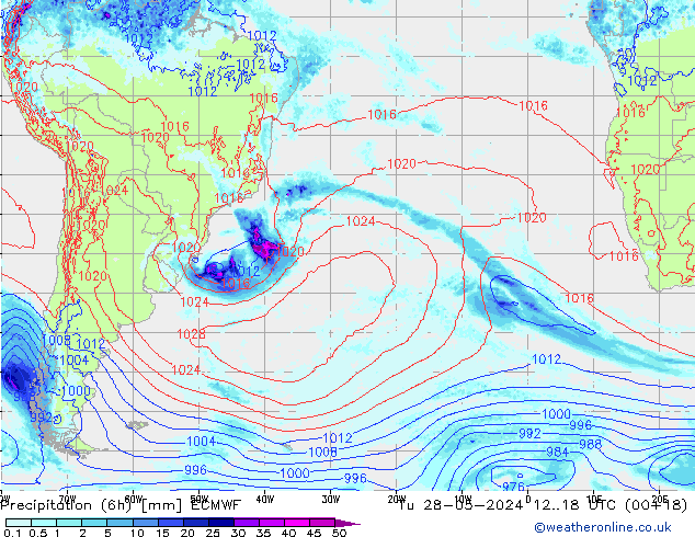 Z500/Rain (+SLP)/Z850 ECMWF Tu 28.05.2024 18 UTC