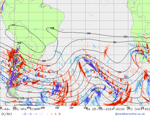 T-Adv. 500 hPa ECMWF śro. 05.06.2024 00 UTC