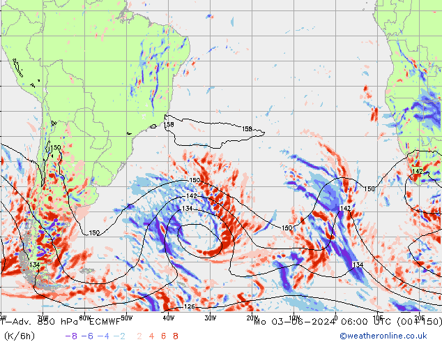 T-Adv. 850 hPa ECMWF pon. 03.06.2024 06 UTC