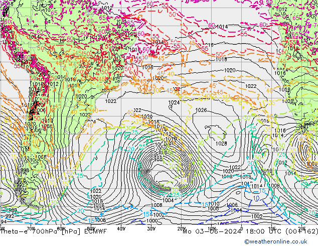 Theta-e 700гПа ECMWF пн 03.06.2024 18 UTC