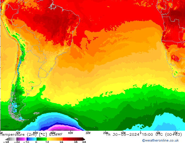 Temperaturkarte (2m) ECMWF Do 30.05.2024 15 UTC