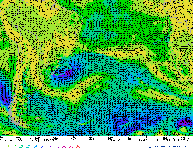 Wind 10 m ECMWF di 28.05.2024 15 UTC