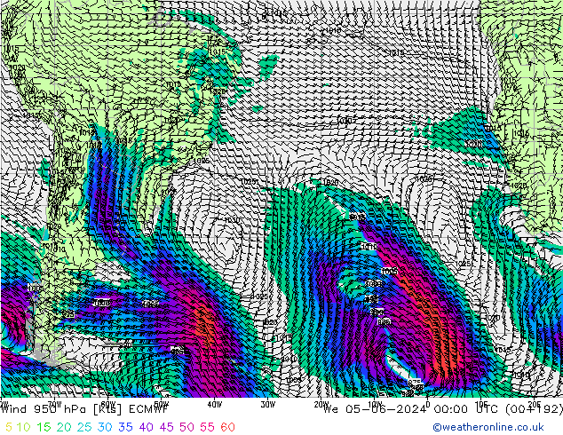 Wind 950 hPa ECMWF We 05.06.2024 00 UTC