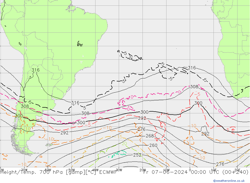 Height/Temp. 700 hPa ECMWF Fr 07.06.2024 00 UTC