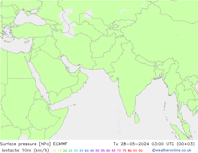 Isotachs (kph) ECMWF  28.05.2024 03 UTC