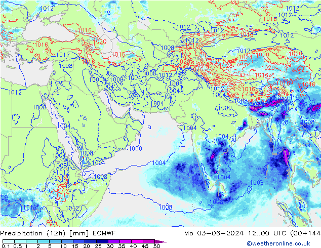 Yağış (12h) ECMWF Pzt 03.06.2024 00 UTC