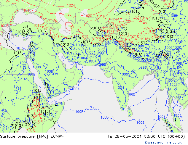 Presión superficial ECMWF mar 28.05.2024 00 UTC