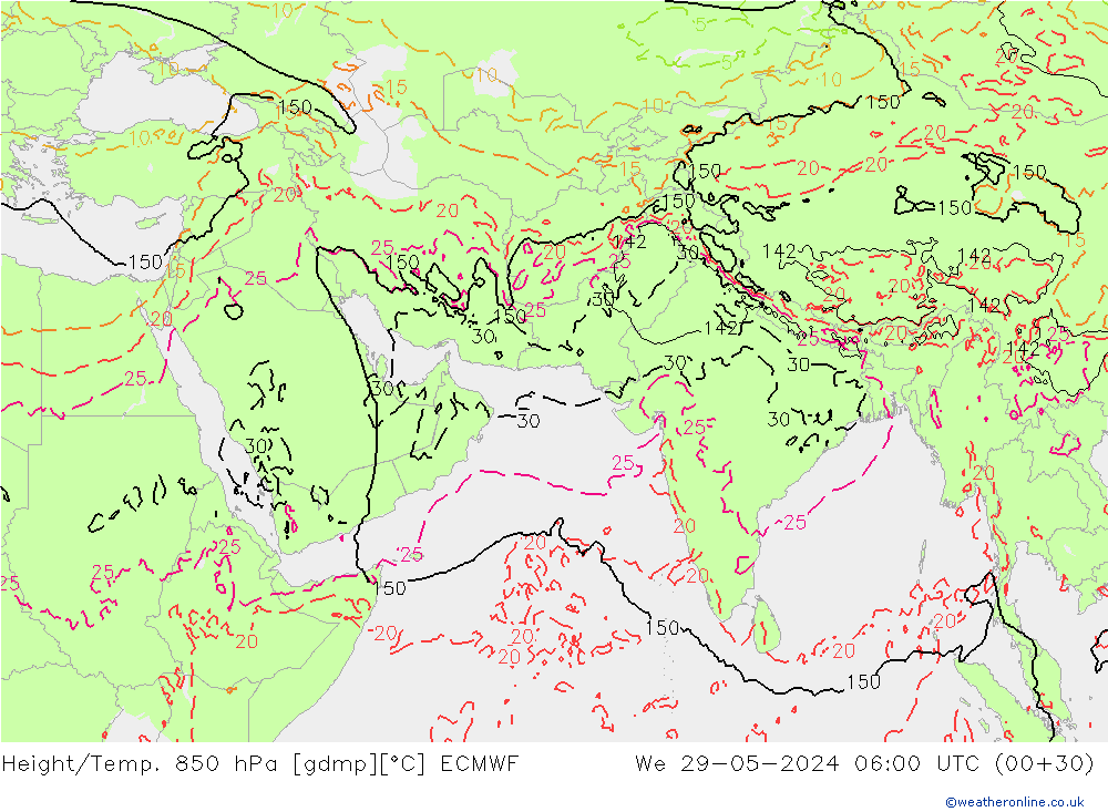 Z500/Rain (+SLP)/Z850 ECMWF St 29.05.2024 06 UTC