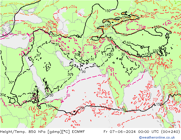 Z500/Rain (+SLP)/Z850 ECMWF Fr 07.06.2024 00 UTC