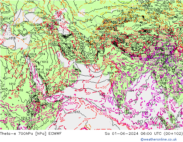 Theta-e 700hPa ECMWF Cts 01.06.2024 06 UTC