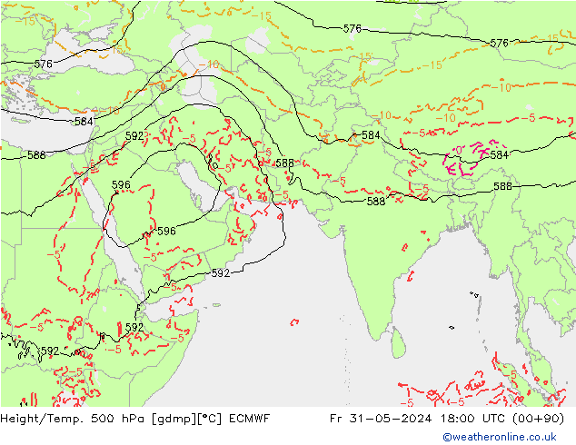 Height/Temp. 500 hPa ECMWF pt. 31.05.2024 18 UTC