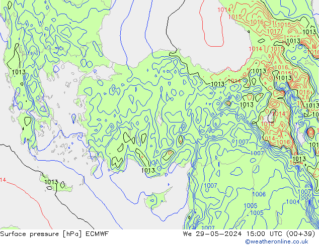 Pressione al suolo ECMWF mer 29.05.2024 15 UTC