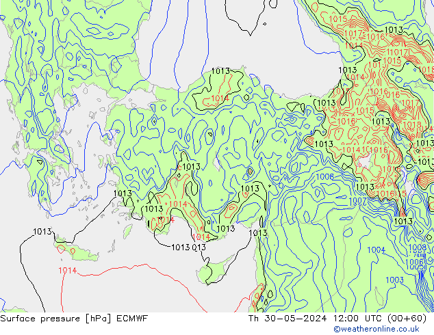 Surface pressure ECMWF Th 30.05.2024 12 UTC