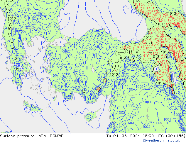 Presión superficial ECMWF mar 04.06.2024 18 UTC