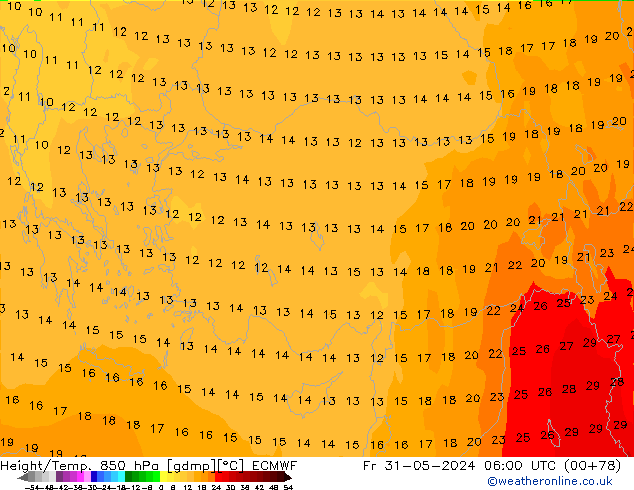 Z500/Rain (+SLP)/Z850 ECMWF Pá 31.05.2024 06 UTC