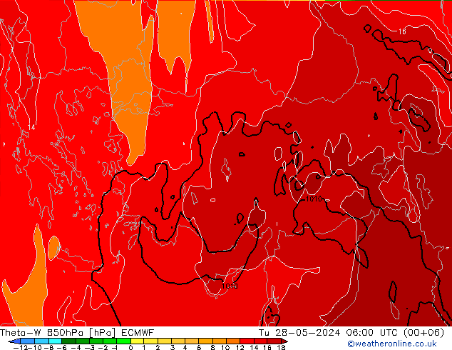 Theta-W 850hPa ECMWF  28.05.2024 06 UTC