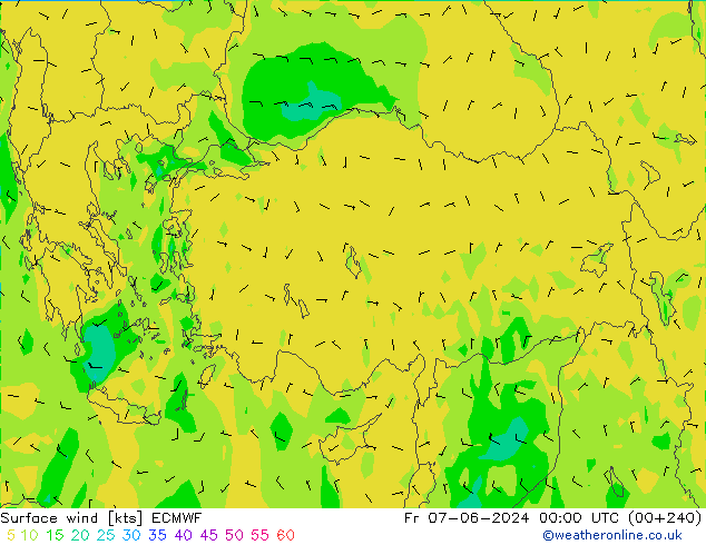 Rüzgar 10 m ECMWF Cu 07.06.2024 00 UTC