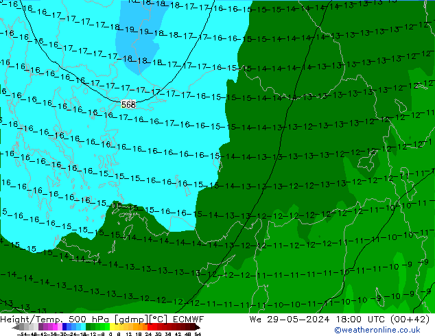 Z500/Rain (+SLP)/Z850 ECMWF Qua 29.05.2024 18 UTC