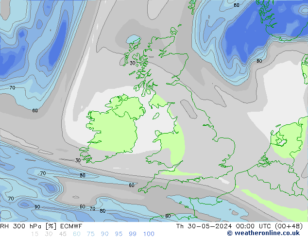 RH 300 hPa ECMWF Do 30.05.2024 00 UTC