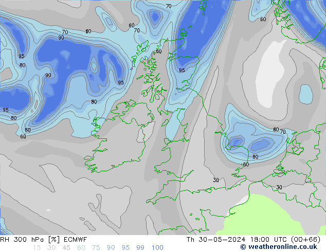 RH 300 hPa ECMWF Do 30.05.2024 18 UTC