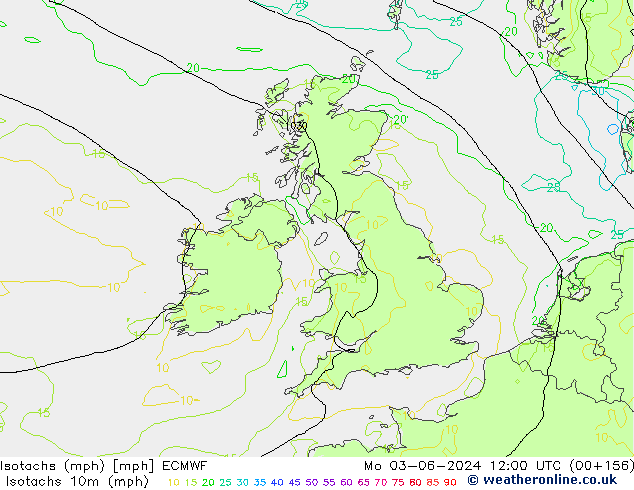 Isotachs (mph) ECMWF Po 03.06.2024 12 UTC