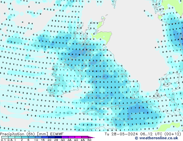 Z500/Rain (+SLP)/Z850 ECMWF Tu 28.05.2024 12 UTC