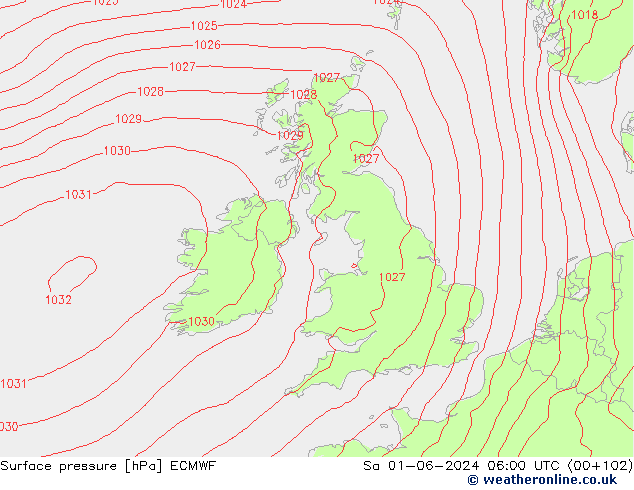 Bodendruck ECMWF Sa 01.06.2024 06 UTC