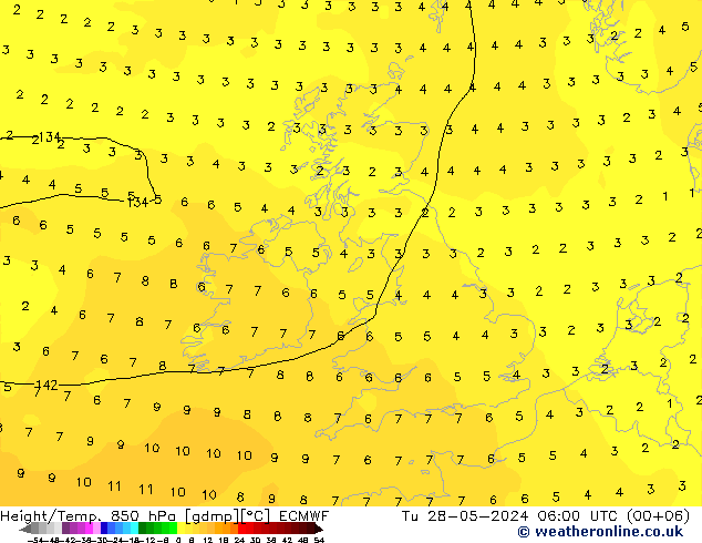 Z500/Regen(+SLP)/Z850 ECMWF di 28.05.2024 06 UTC