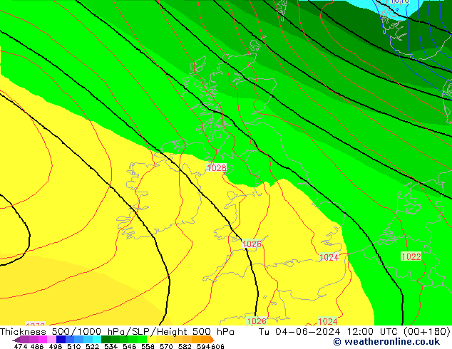 Thck 500-1000hPa ECMWF Út 04.06.2024 12 UTC