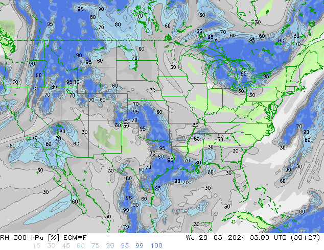 RH 300 hPa ECMWF  29.05.2024 03 UTC