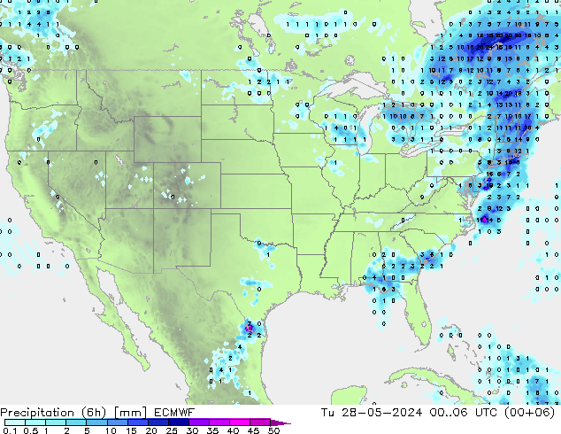 Z500/Rain (+SLP)/Z850 ECMWF Út 28.05.2024 06 UTC