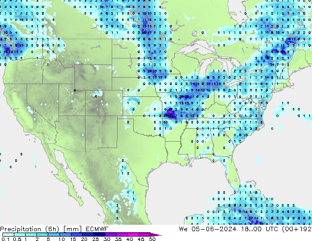 Z500/Rain (+SLP)/Z850 ECMWF Qua 05.06.2024 00 UTC