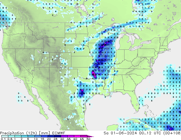 Yağış (12h) ECMWF Cts 01.06.2024 12 UTC