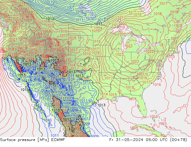 Surface pressure ECMWF Fr 31.05.2024 06 UTC