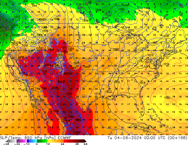 SLP/Temp. 850 hPa ECMWF mar 04.06.2024 00 UTC